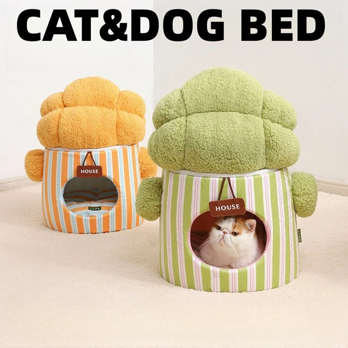 Broccoli Bliss Pet Bed | Veggie Cozy Nest | Cat Bed Dog Bed