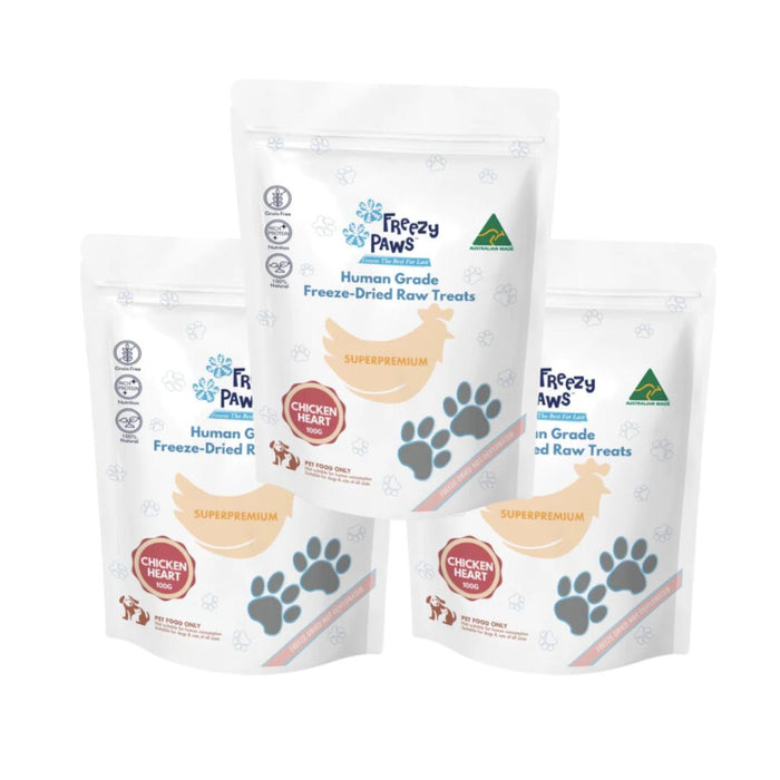 Freezy Paws - Superpremium Human Grade Freeze-Dried Chicken Heart Raw Treats 100g