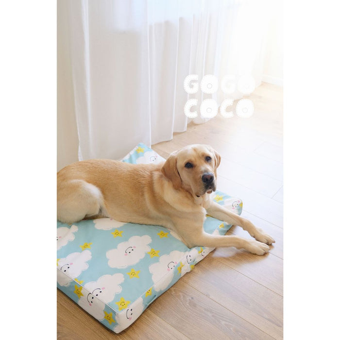 Luxurious Memory Foam Dog Bed | Blue Smiling Clouds