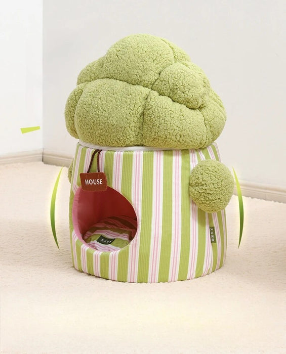Broccoli Bliss Pet Bed | Veggie Cozy Nest | Cat Bed Dog Bed