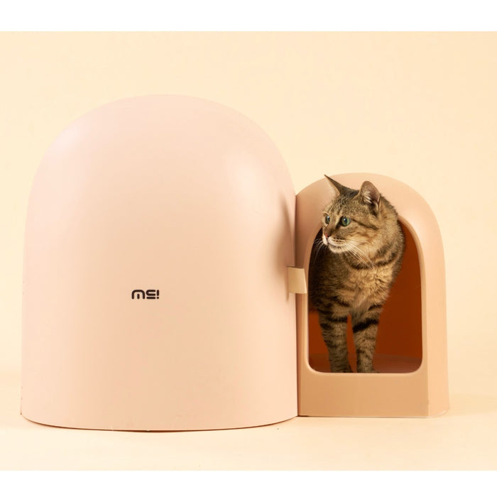 MAKESURE | MAX Extra Large Enclosed Cat Litter Box | Milk Tea Pink