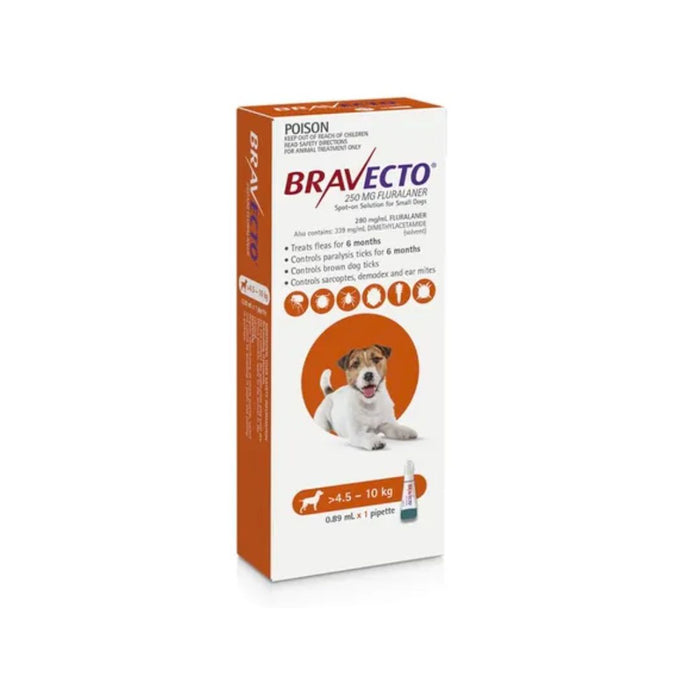 BRAVECTO Spot On For SMALL Dogs: 4.5KG - 10KG