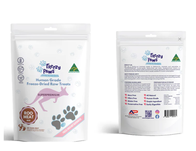 Freezy Paws - Superpremium Human Grade Freeze-Dried Kangaroo Meat Raw Treats 80g my rainbow pet