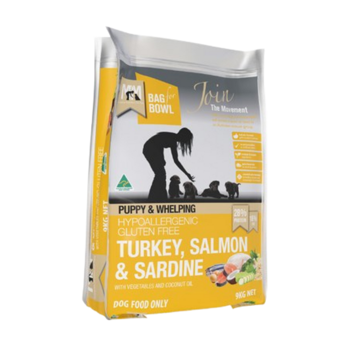 MEALS FOR MUTTS GLUTEN FREE DRY DOG FOOD SALMON AND SARDINE PUPPY- 9kg my rainbow pet