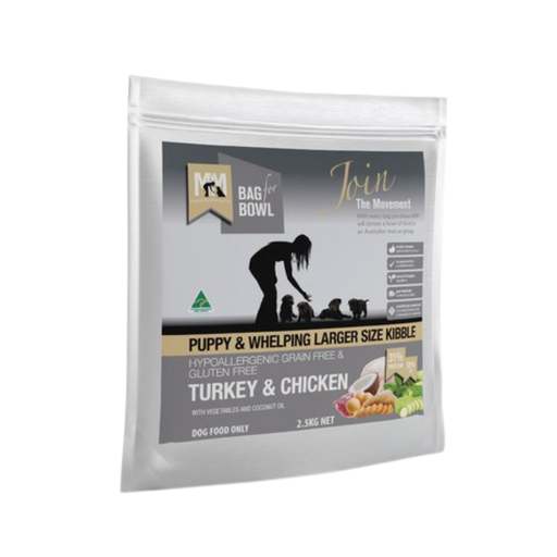 MEALS FOR MUTTS GRAIN FREE LARGE KIBBLE DRY DOG FOOD TURKEY AND CHICKEN PUPPY- 2.5kg my rainbow pet
