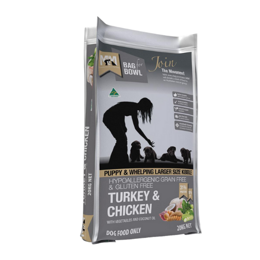 MEALS FOR MUTTS GRAIN FREE LARGE KIBBLE DRY DOG FOOD TURKEY AND CHICKEN PUPPY- 20kg my rainbow pet