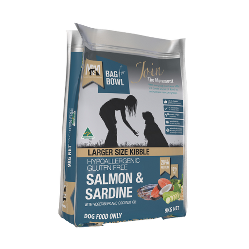 MEALS FOR MUTTS LARGE KIBBLE DRY DOG FOOD SALMON AND SARDINE ADULT- 9kg my rainbow pet