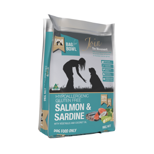 MEALS FOR MUTTS DRY DOG FOOD SALMON AND SARDINE ADULT- 9kg my rainbow pet