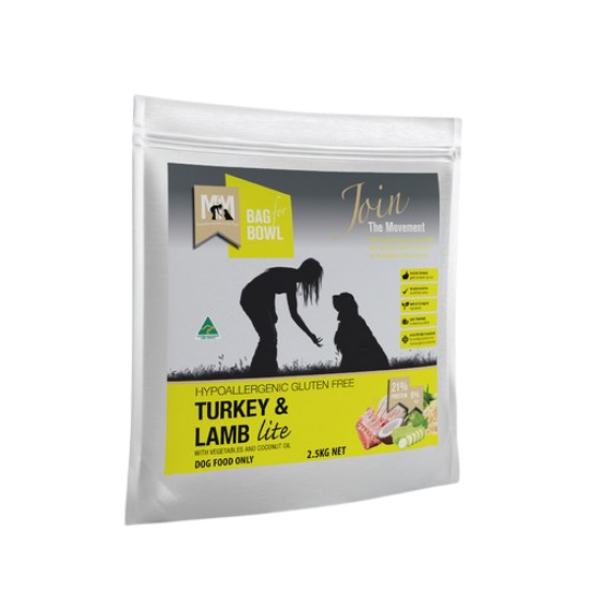 MEALS FOR MUTTS DRY DOG FOOD TURKEY AND LAMB ADULT LITE- 2.5kg my rainbow pet