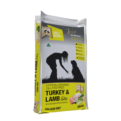 MEALS FOR MUTTS DRY DOG FOOD TURKEY AND LAMB ADULT LITE- 20kg my rainbow pet