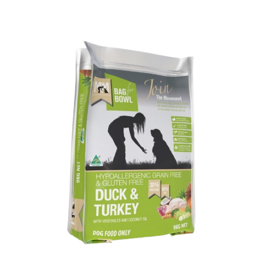 MEALS FOR MUTTS GRAIN FREE DRY DOG FOOD DUCK AND TURKEY ADULT 9KG my rainbow pet