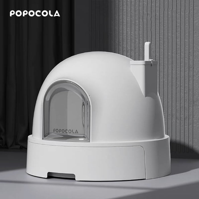 POPOCOLA | Snow House Large Space Cat Litter Box｜Snow White