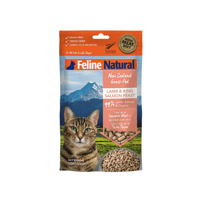 FELINE NATURAL Lamb And Salmon Freeze Dried Cat Food 100g