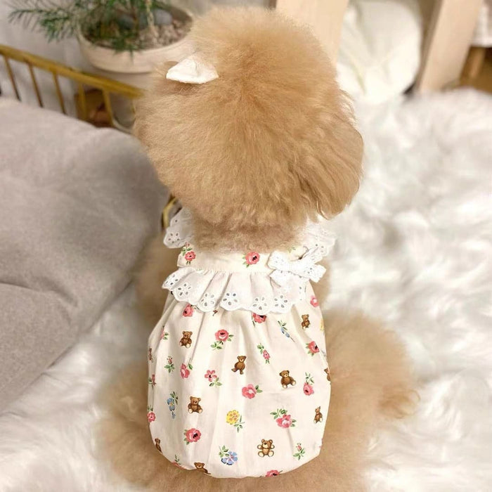 Korean-style summer cute skirt Bear rose Cat Clothes Dog Clothes my rainbow pet