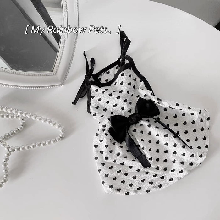 Princess style black and white love bow dress Dog Clothes Cat Clothes my rainbow pet