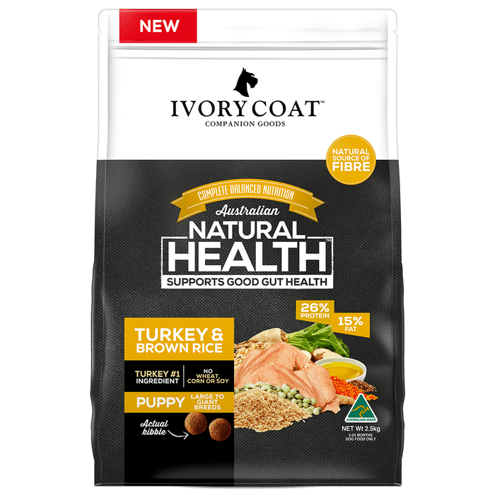 IVORY COAT Dry Dog Food Puppy Large Breed Turkey & Brown Rice 15KG my rainbow pet