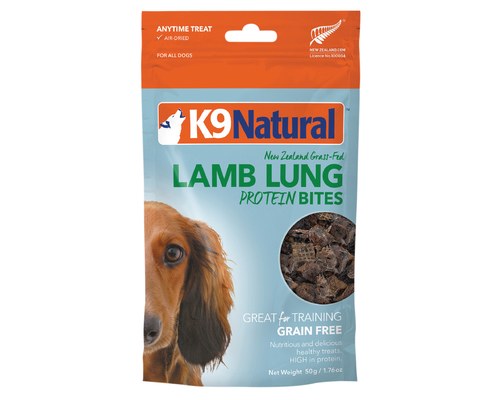 K9 NATURAL Dog Treats Lamb Lung Air Dry Protein Bites 50g