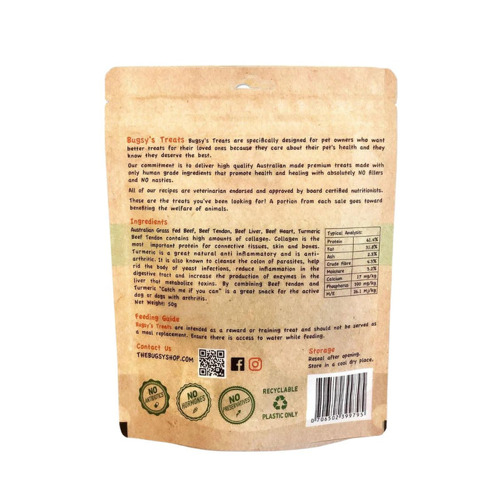 BUGSY'S Catch Me if You Can - Beef Tendon and Turmeric Dog Nature Treats 70g