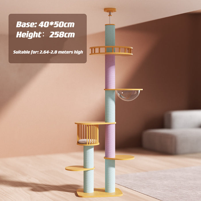 258cm Extra High | Colourful Sturdy Cat Scratching Tree