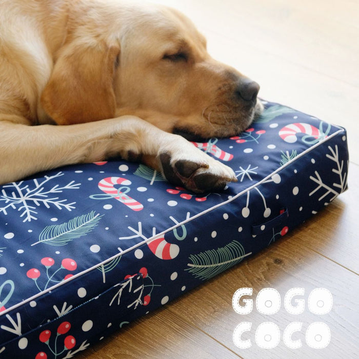 Luxurious Memory Foam Dog Bed | Christmas Snow Candy