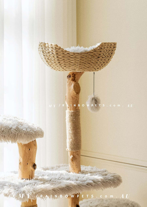 145cm Pearwood Deluxe Bamboo Haven Cat Tree