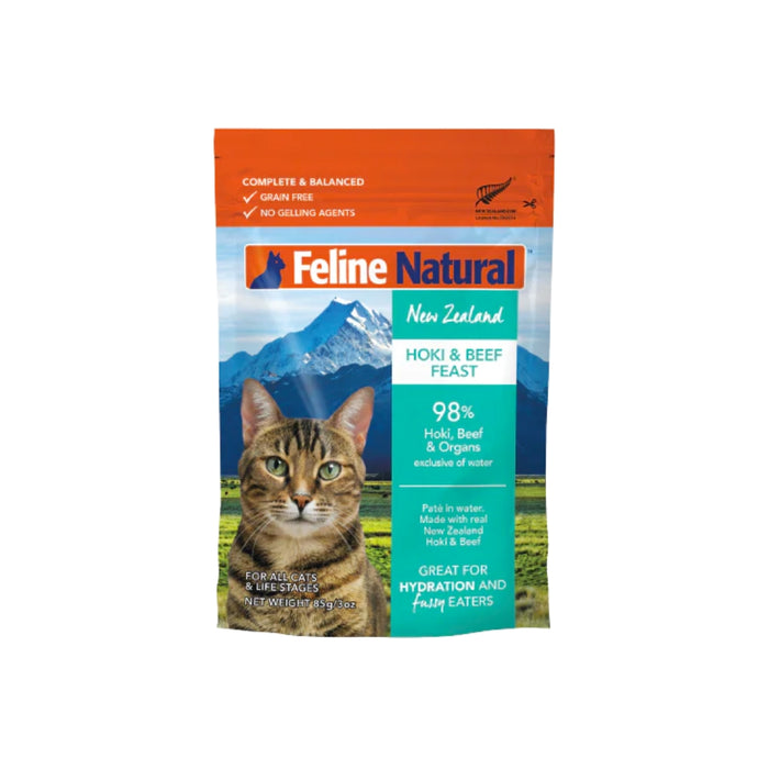 Feline Natural Cat Canned Food - Hoki & Beef - 85g Pouch