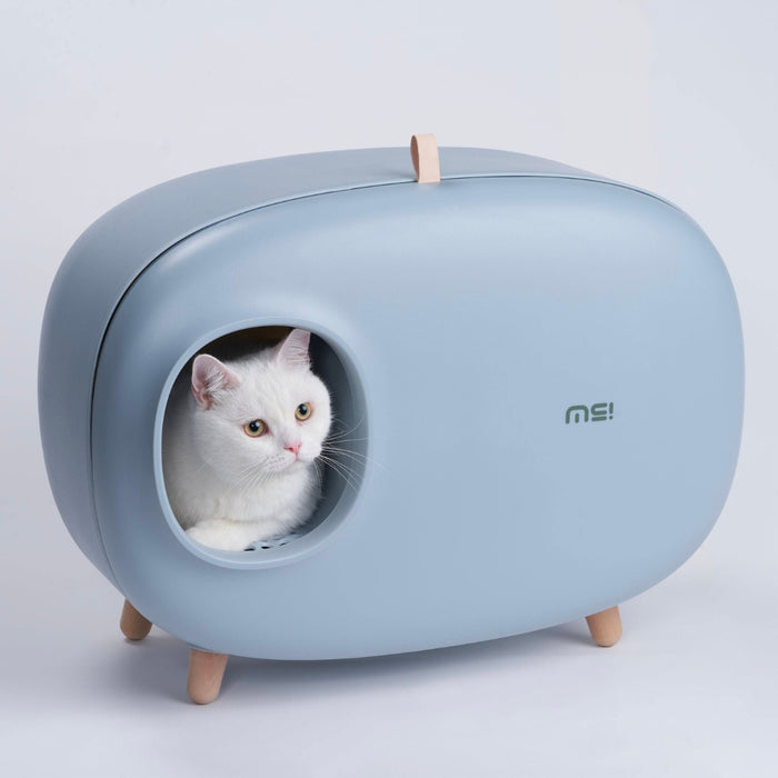 MAKESURE | Cat litter box fully enclosed XL with drawer | Blue Grey