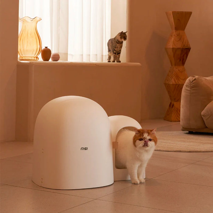 MAKESURE | MAX Extra Large Enclosed Cat Litter Box | Snow White