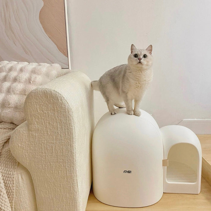 MAKESURE | MAX Extra Large Enclosed Cat Litter Box | Snow White