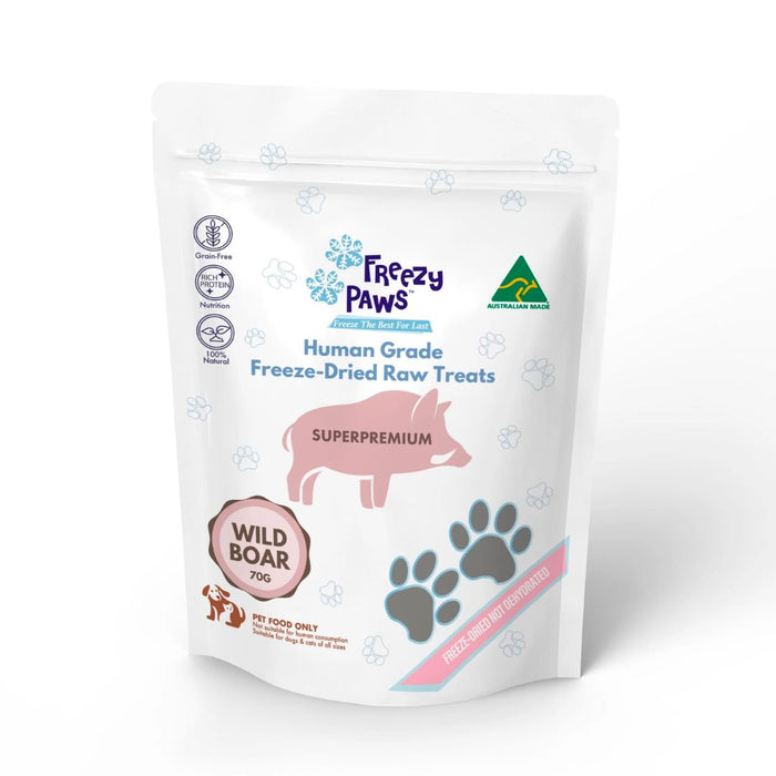Freezy Paws - Superpremium Human Grade Freeze-Wild Boar Meat Raw Treats 70g