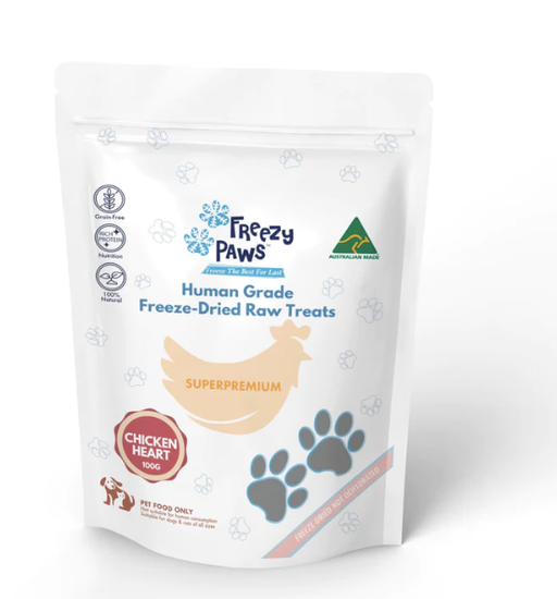 Freezy Paws - Superpremium Human Grade Freeze-Dried Chicken Heart Raw Treats 100g my rainbow pet