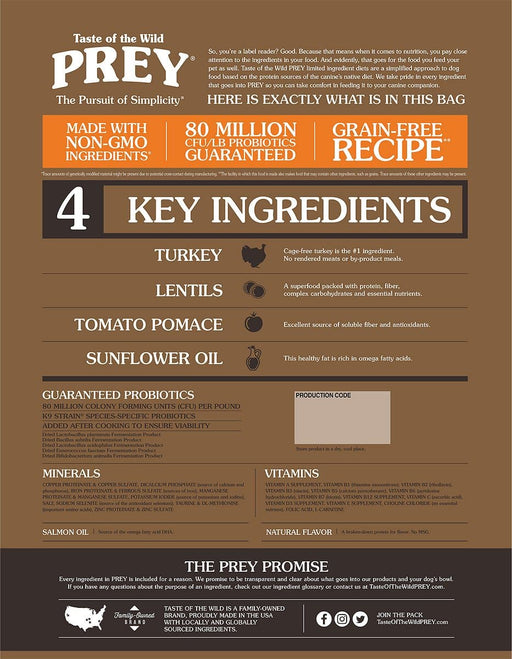 Taste of the Wild PREY Turkey Formula Limited Ingredient Recipe-Dry Dog Food my rainbow pet