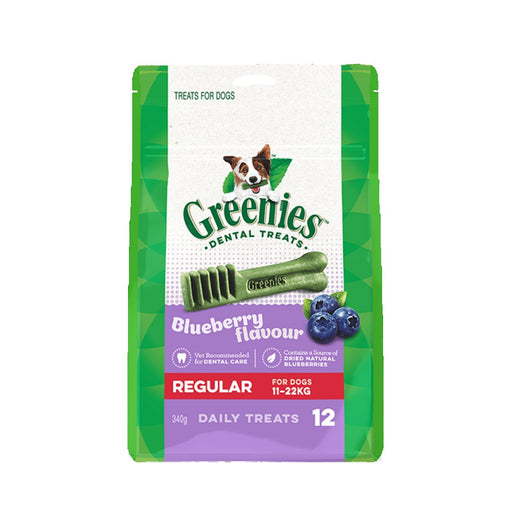 Greenies Dog Dental Chews - Blueberry Regular pk 12 - 340g my rainbow pet