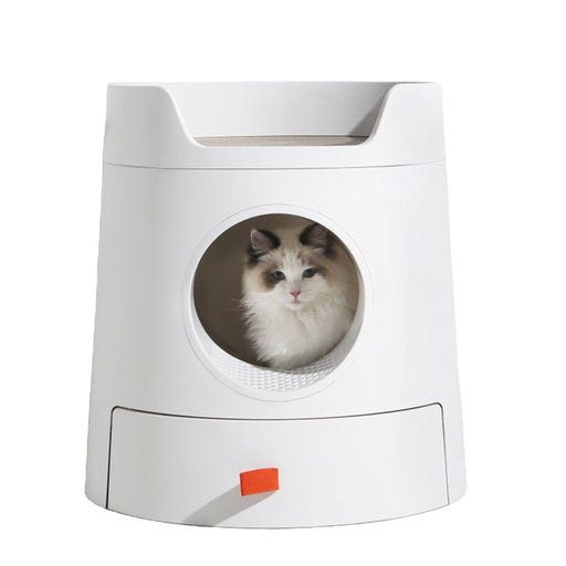 MAYITWILL XL Castle 2 in 1 Front-Entry Cat Litter Box - White my rainbow pet