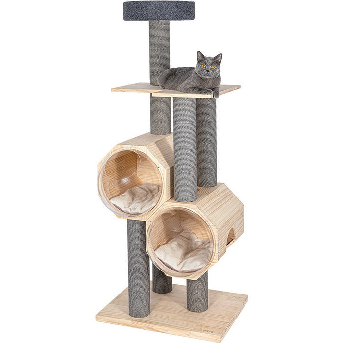 165cm Finnish Pine Luxury Cat Tree | Dual Space Capsules