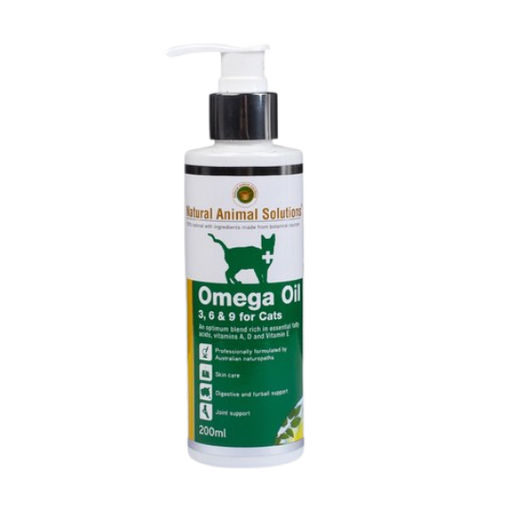 NATURAL ANIMAL SOLUTIONS OMEGA 3 6 9 OIL FOR CATS 200ML my rainbow pet