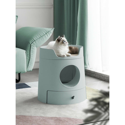 MAYITWILL XL Castle 2 in 1 Front-Entry Cat Litter Box - Green my rainbow pet