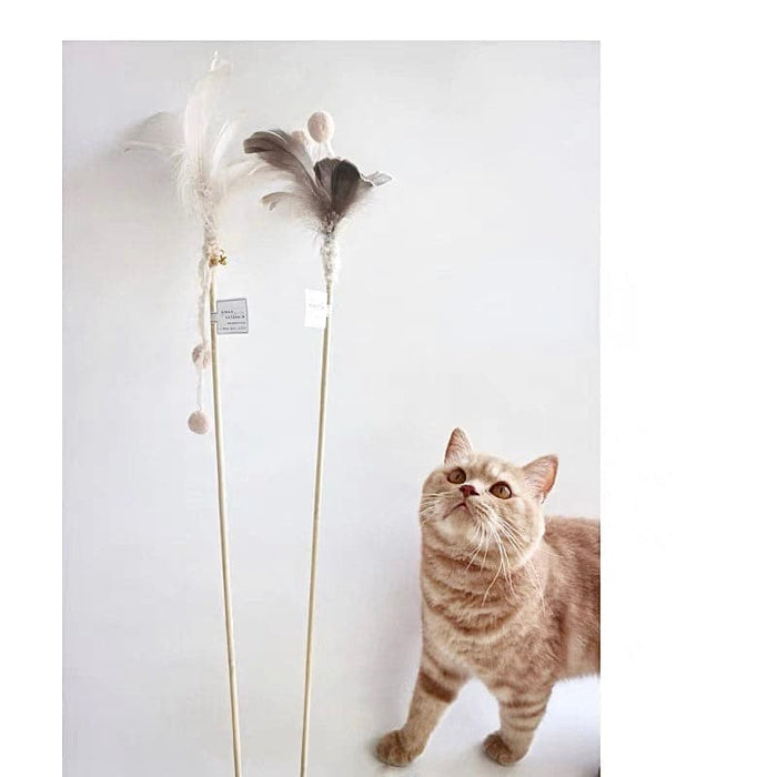 Lengthened teaser cat stick 70cm feather bell wearable cat toy my rainbow pet